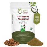 Sarsaparilla/Anantamul Root (Hemidesmus indicus) Powder - Herbal Tea | USDA & Kosher Certified | Vegan, Non GMO & Gluten Free | Resealable Bag | 100% Raw from India