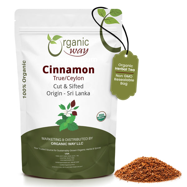 Premium True Ceylon Cinnamon Cut & Sifted (Cinnamomum verum) - Adds Flavour | Kosher Certified | Raw, Non GMO & Gluten Free | USDA Certified | Origin - Sri Lanka