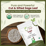 Sage Leaf Cut & Sifted (Salvia officinalis) | Herbal Tea - European Wild-Harvest | Kosher Certified | Raw, Non GMO & Gluten Free | USDA Certified | Origin - Albania