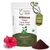 Dried Hibiscus Flower Cut & Sifted (Hibiscus rosa-sinensis) | Herbal Tea | Kosher Certified | Raw, Vegan, Non GMO & Gluten Free | USDA Certified | Origin - India
