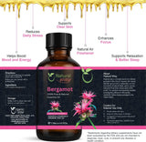 Bergamot Essential Oil for Diffusers | Natural Aroma Oil for Home Fragrance, Humidifier & DIY Candle Making, Long Lasting Scent for Office, Bedroom & Soothing Scent 4 Fl Oz (120 mL)