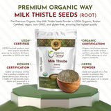 Milk Thistle Seeds Powder (Silybum Marianum) | European Wild-Harvest | Kosher Certified | Vegan, Non GMO & Gluten Free | USDA Certified | Origin - Albania