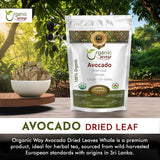 Organic Way Avocado Dried Leaves Whole | Organic, Kosher & USDA Certified | Non GMO & Gluten Free | Origin - Sri-Lanka (1 LBS - 16 Oz)