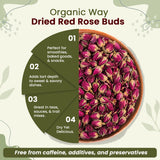 Dried Red Rose Buds - Herbal Tea | European Wild-Harvest | USDA & Kosher Certified | Vegan, Non GMO & Gluten Free | Origin - Egypt
