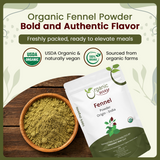 Fennel Seed Powder (Foeniculum vulgare) - Improve Digestion | Kosher Certified | Raw, Vegan, Non GMO & Gluten Free | USDA Certified | Origin - India