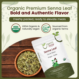 Senna Leaf Cut & Sifted (Cassia angustifolia) - Herbal Tea | Kosher & USDA Certified | Vegan, Non-GMO & Gluten Free | Tested for Heavy Metal | 100% Raw from India