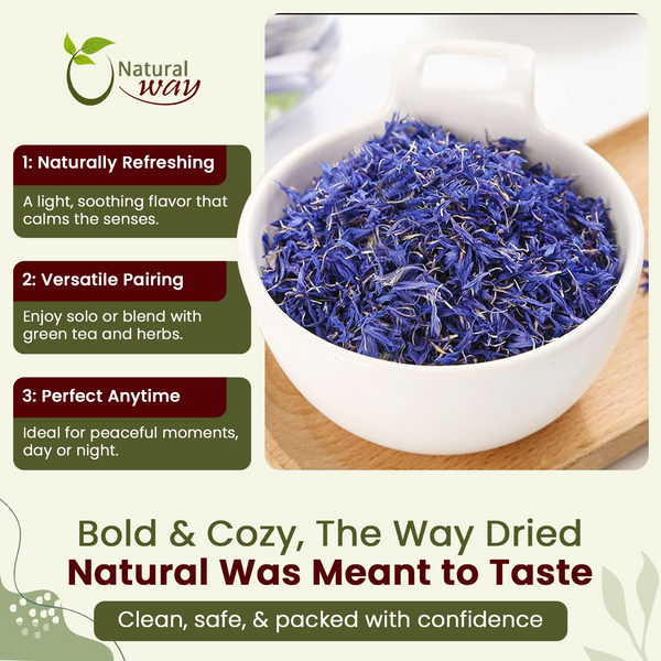 Natural Cornflower Blue Petals - Herbal Tea | European Wild-Harvest | Kosher & USDA Certified | Vegan, Non-GMO & Gluten Free | Raw from Albania