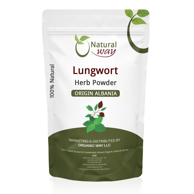 Natural Lungwort Herb Powder (Pulmonaria Officinalis) - Herbal Tea | Kosher Certified | Raw, Vegan, Non GMO & Gluten Free | USDA Certified | Origin - Albania