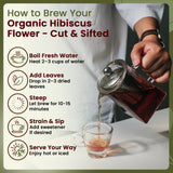 Dried Hibiscus Flower Cut & Sifted (Hibiscus rosa-sinensis) | Herbal Tea | Kosher Certified | Raw, Vegan, Non GMO & Gluten Free | USDA Certified | Origin - India