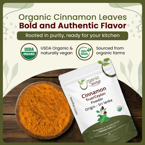 True Ceylon Cinnamon Powder | Kosher Certified | Raw, Vega, Non-GMO & Gluten Free | Freshly Grounded Premium Cinnamon | Resealable Bag | Pure Sri Lanka Cinnamon