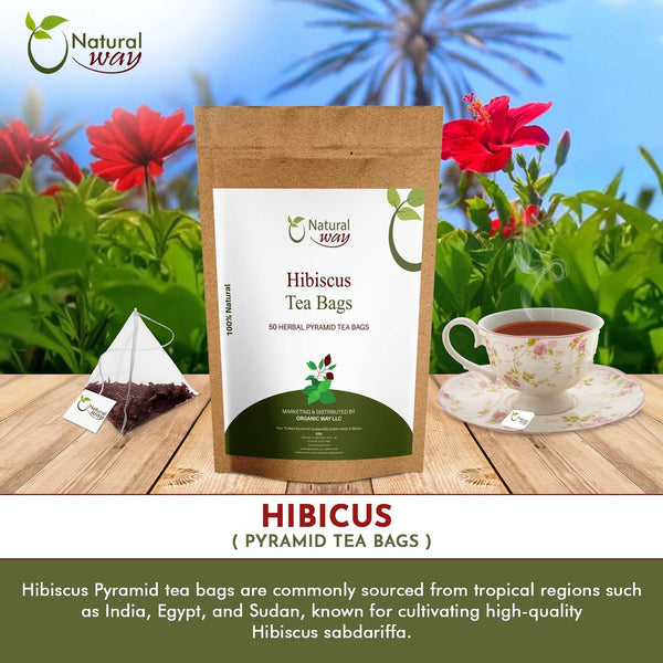 Pyramid Hibiscus Tea Bags | Herbal Blend for Natural Cleansing & Balanced Lifestyle | Herbal Slimming Pyramid Tea Bags | Caffeine Free 100% Natural Ingredients | ECO Conscious Tea Bags | 4.5 Oz (Pack of 50)