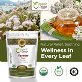 Organic Way Yarrow Flower Powder (Achillea millefolium) - Herbal Tea | European Wild-Harvest | Kosher & USDA Certified | Vegan, Non-GMO & Gluten Free | 100% Raw from Albania