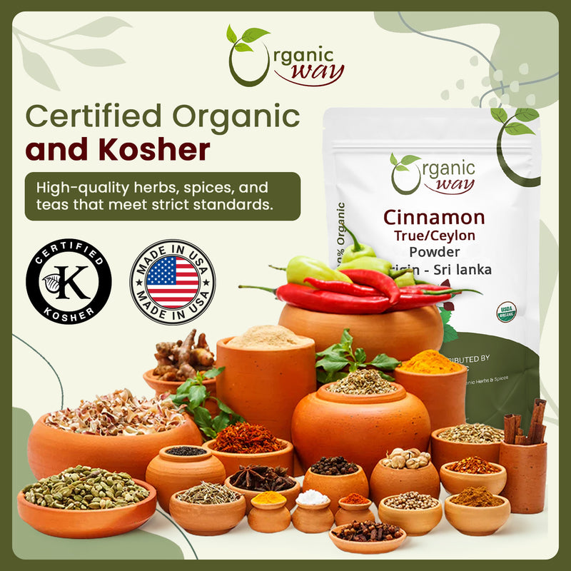 True Ceylon Cinnamon Powder | Kosher Certified | Raw, Vega, Non-GMO & Gluten Free | Freshly Grounded Premium Cinnamon | Resealable Bag | Origin-Sri Lanka