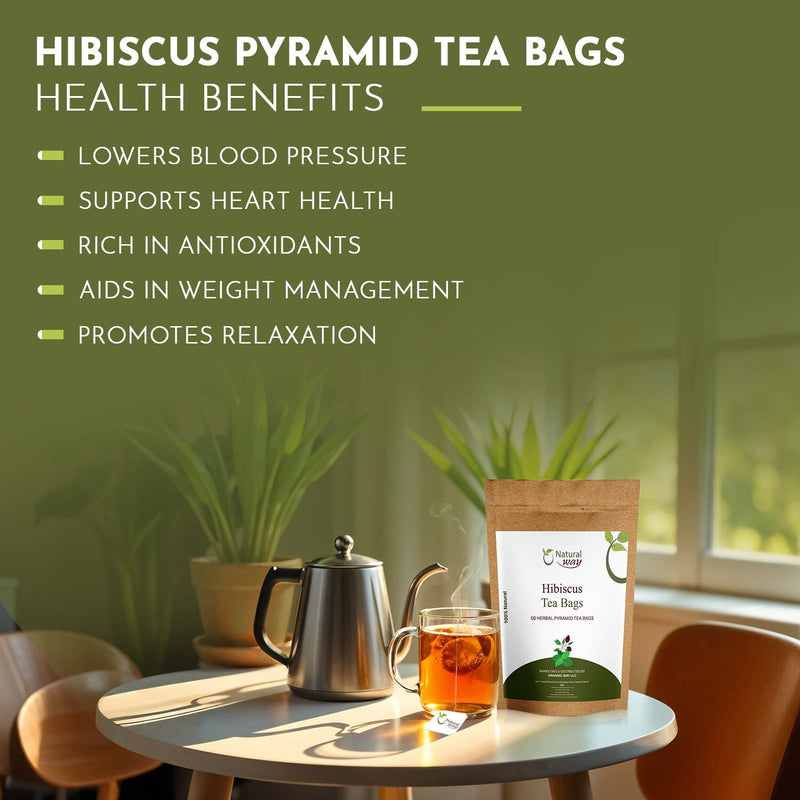 Hibiscus Tea Bags |  Herbal Blend for Natural Cleansing & Balanced Lifestyle | Herbal Slimming Pyramid Tea Bags | Caffeine Free 100% Natural Ingredients | ECO Conscious Tea Bags