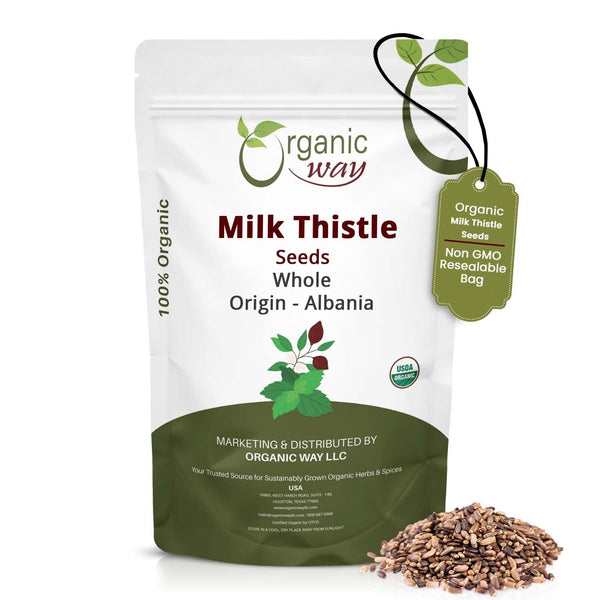 Whole Milk Thistle Seeds (Silybum marianum) - European Wild-Harvest, Kosher Certified, Vegan, Non GMO & Gluten Free, USDA Certified, Origin - Albania