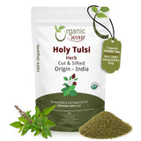 Holy Tulsi/Holy Basil Herb Cut & Sifted (Ocimum Tenuiflorum) - Pure Leaves | Kosher Certified | Raw, Vegan, Non GMO & Gluten Free | USDA Certified | Origin - India