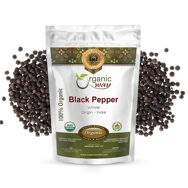 Whole Black Pepper (Black Tellicherry Peppercorn) - Grinder Refill | Adds Flavour | Kosher Certified | Non GMO & Gluten Free | USDA Certified | Origin - India