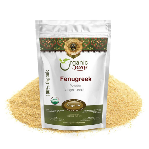 Organic Way Fenugreek / Methi Powder (Trigonella foenum) - Adds Flavour & Aroma | Kosher Certified | Raw, Vegan, Non GMO & Gluten Free | USDA Certified | Origin - India